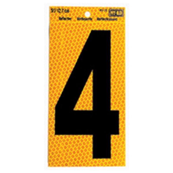 Hy-Ko 5In Yellow Reflective Number 4, 10PK B00754